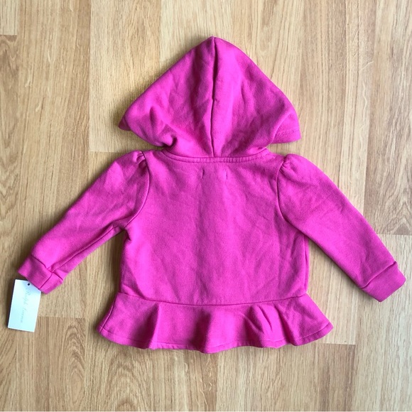 NWT Ralph Lauren Baby Girl Hooded Sweatshirt-Pink with Buttons and Peplum Bottom - Picture 2 of 6